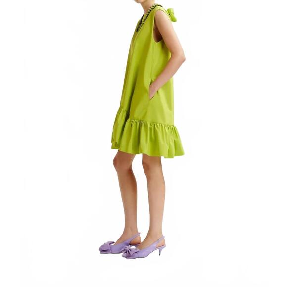 NEW ESSENTIEL ANTWERP hibernate ruffle mini dress in citronella - Picture 3 of 5